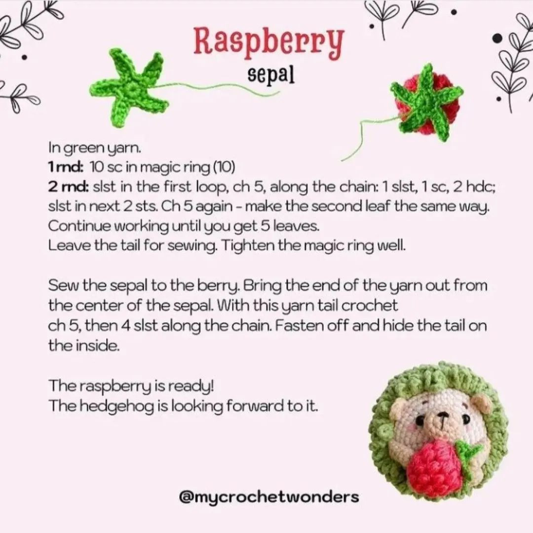 raspberry & mushroom free pattern