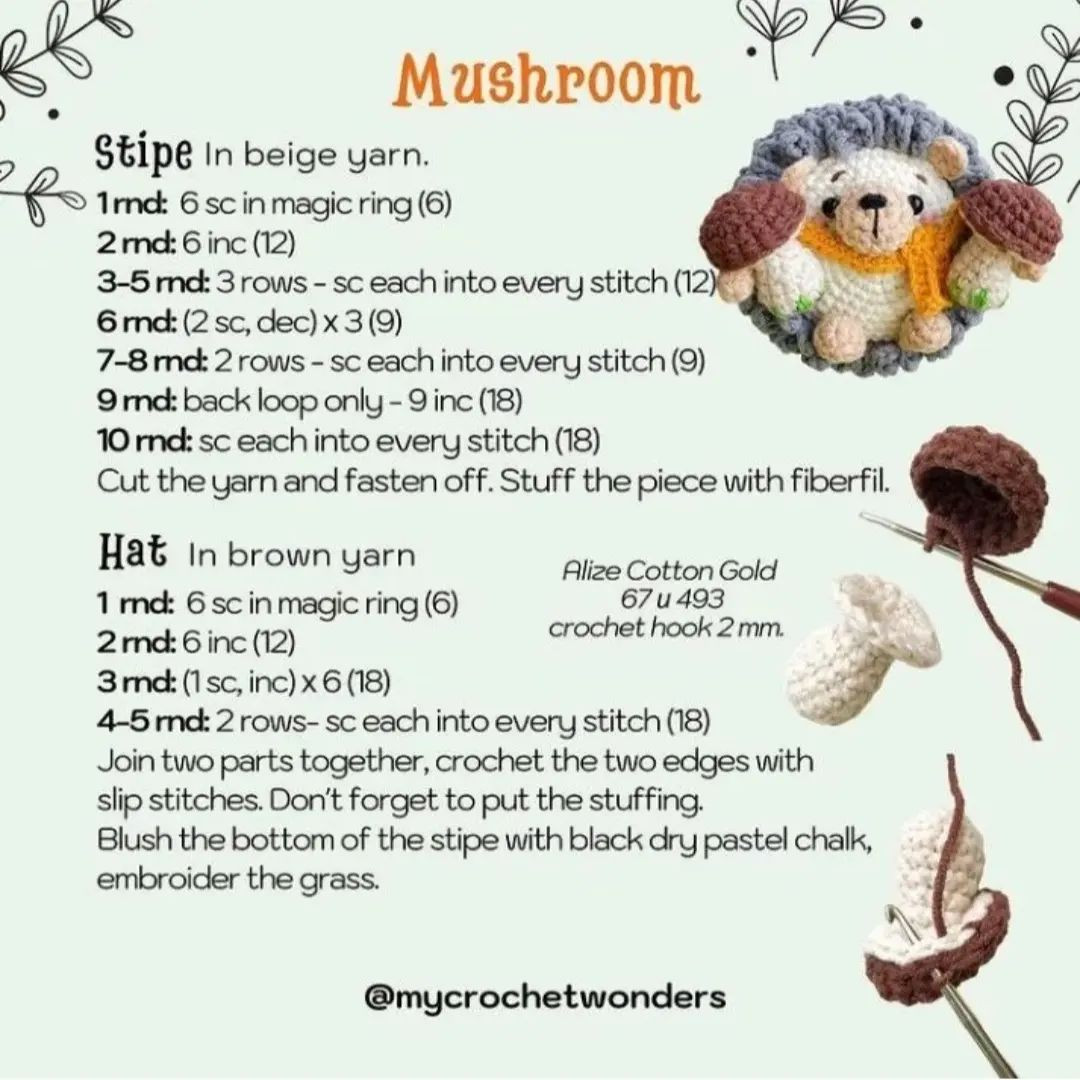 raspberry & mushroom free pattern