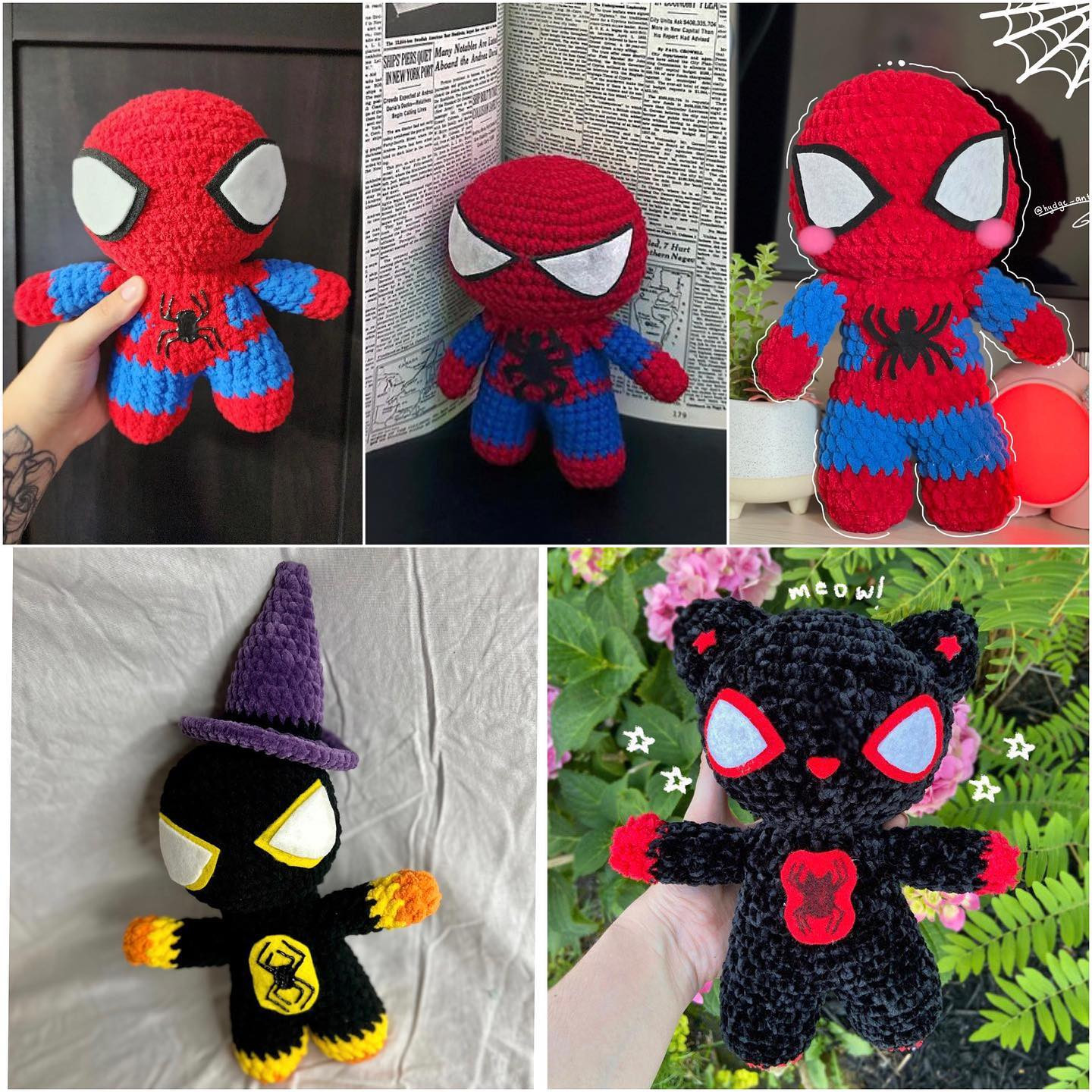 red spiderman and black spiderman free pattern