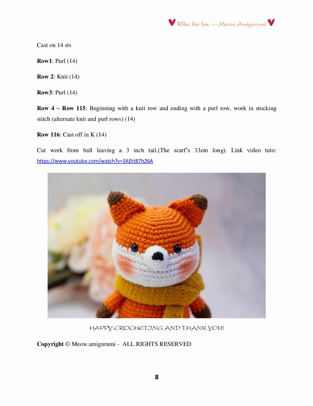 Rika the fox crochet pattern