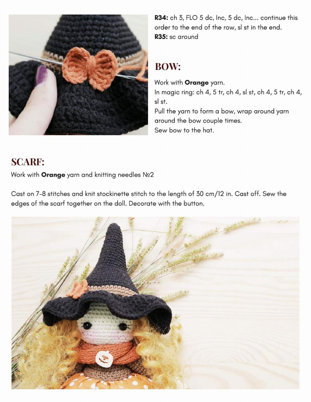 S E P T E M B E R 2 0 1 7 WITCH CLAIRE DESIGNER - DIANA PATSKUN • CROCHET PATTERN • STEP BY STEP INSTRUCTIONS + PHOTO DESCRIPTION CROCHET HAT OF & SCARF SKIRT PDF TAILORING FORMAT