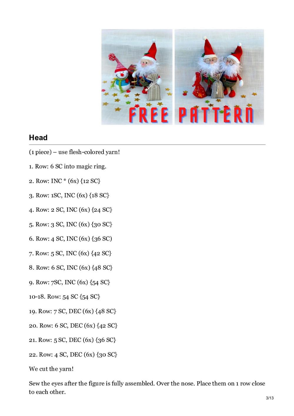 Santa Claus And Snowman Amigurumi Free Crochet Pattern
