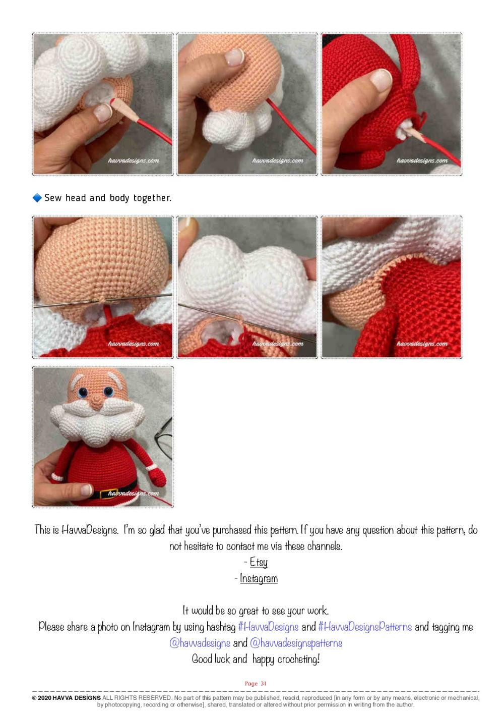 SANTA CLAUS  with a red hat crochet pattern