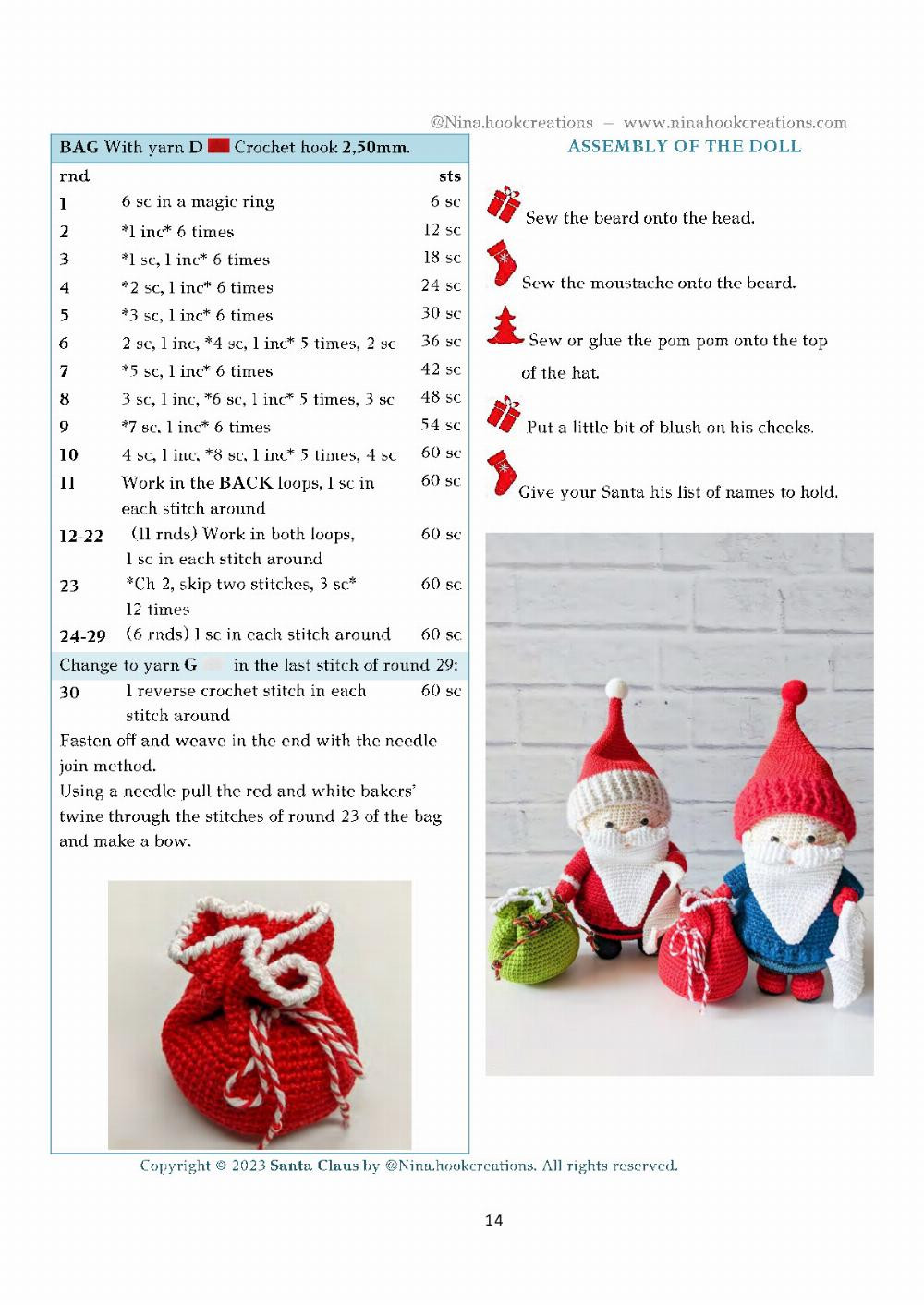 Santa Claus with red hat crochet pattern