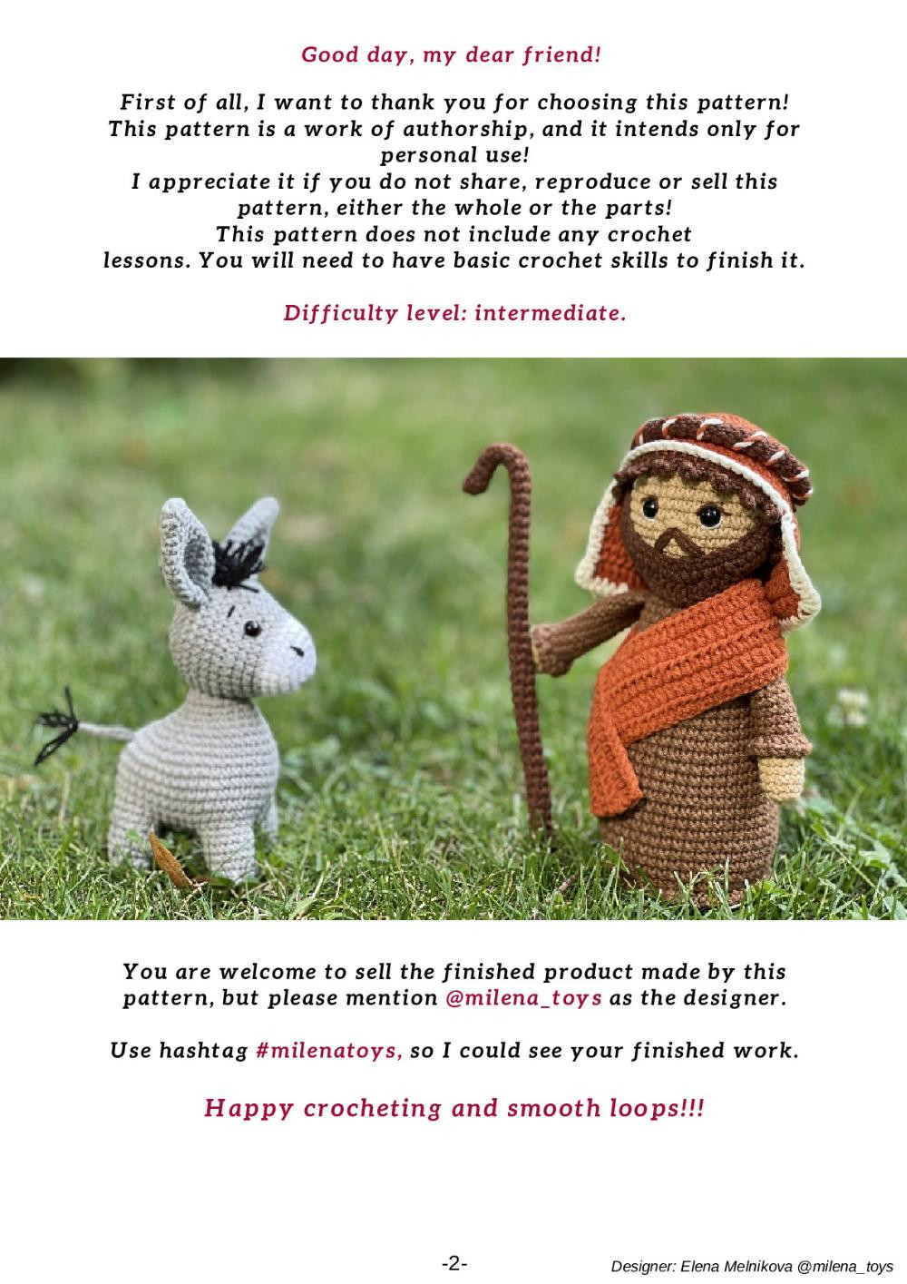 Shepherd, bull and donkey Crochet pattern