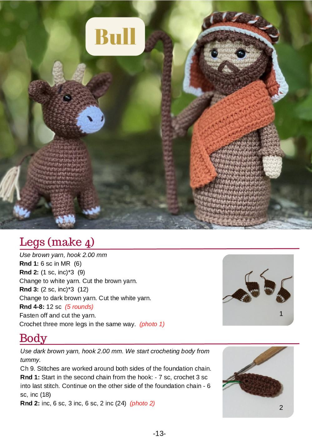 Shepherd, bull and donkey Crochet pattern