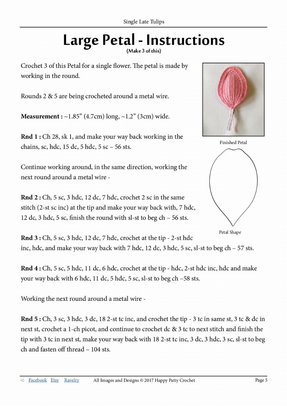 Single Late Tulips crochet pattern