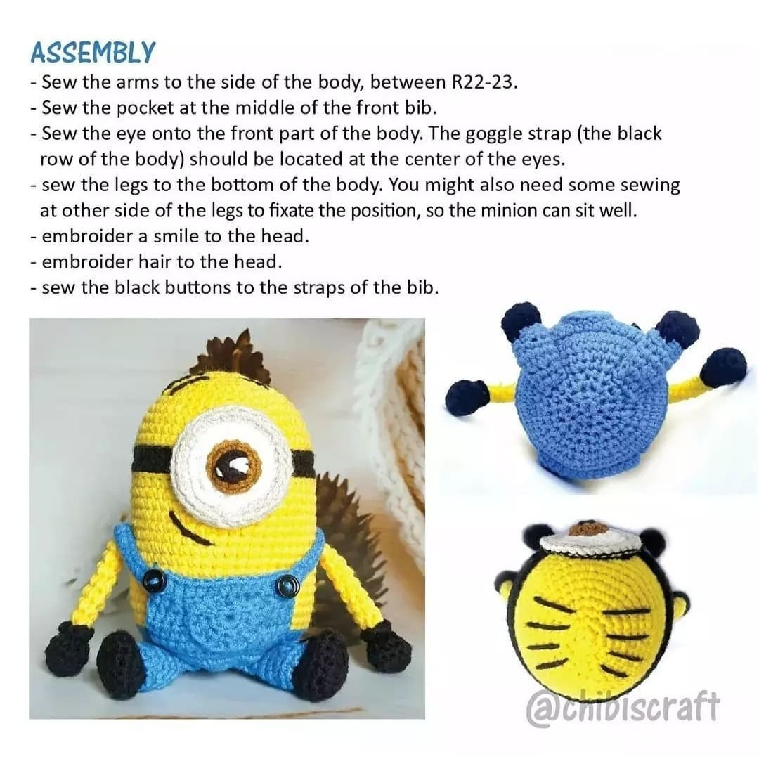 sitting minion amigurumi pattern