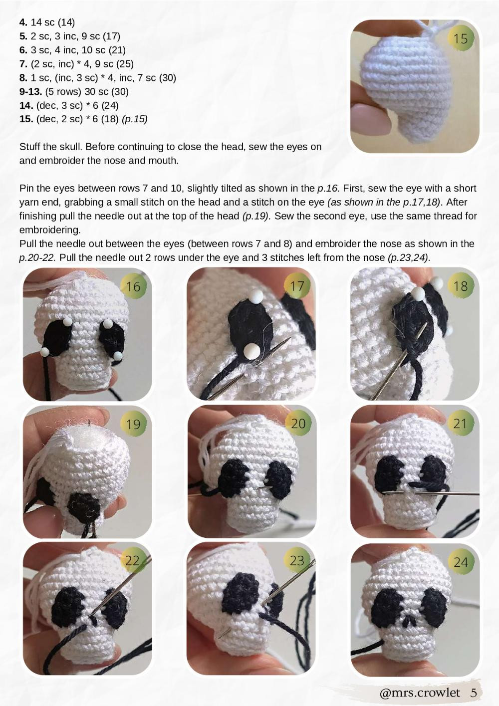 Skull Flower PDF crochet pattern
