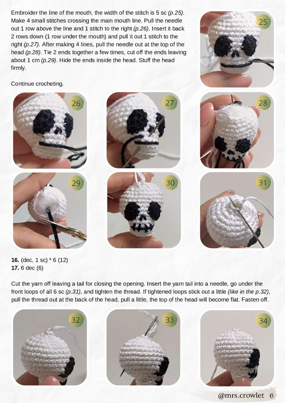 Skull Flower PDF crochet pattern