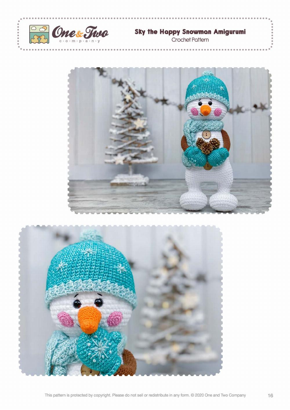 sky the happy snowman amigurumi crochet pattern
