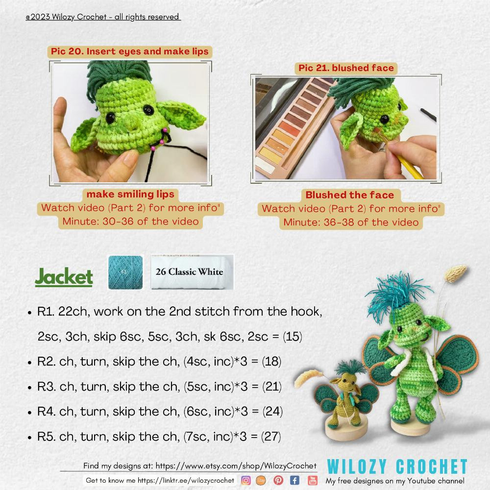 Smiley,THE gRASS gOBLIN Free tutorial on Wilozy crochet