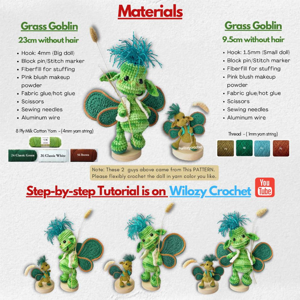 Smiley,THE gRASS gOBLIN Free tutorial on Wilozy crochet