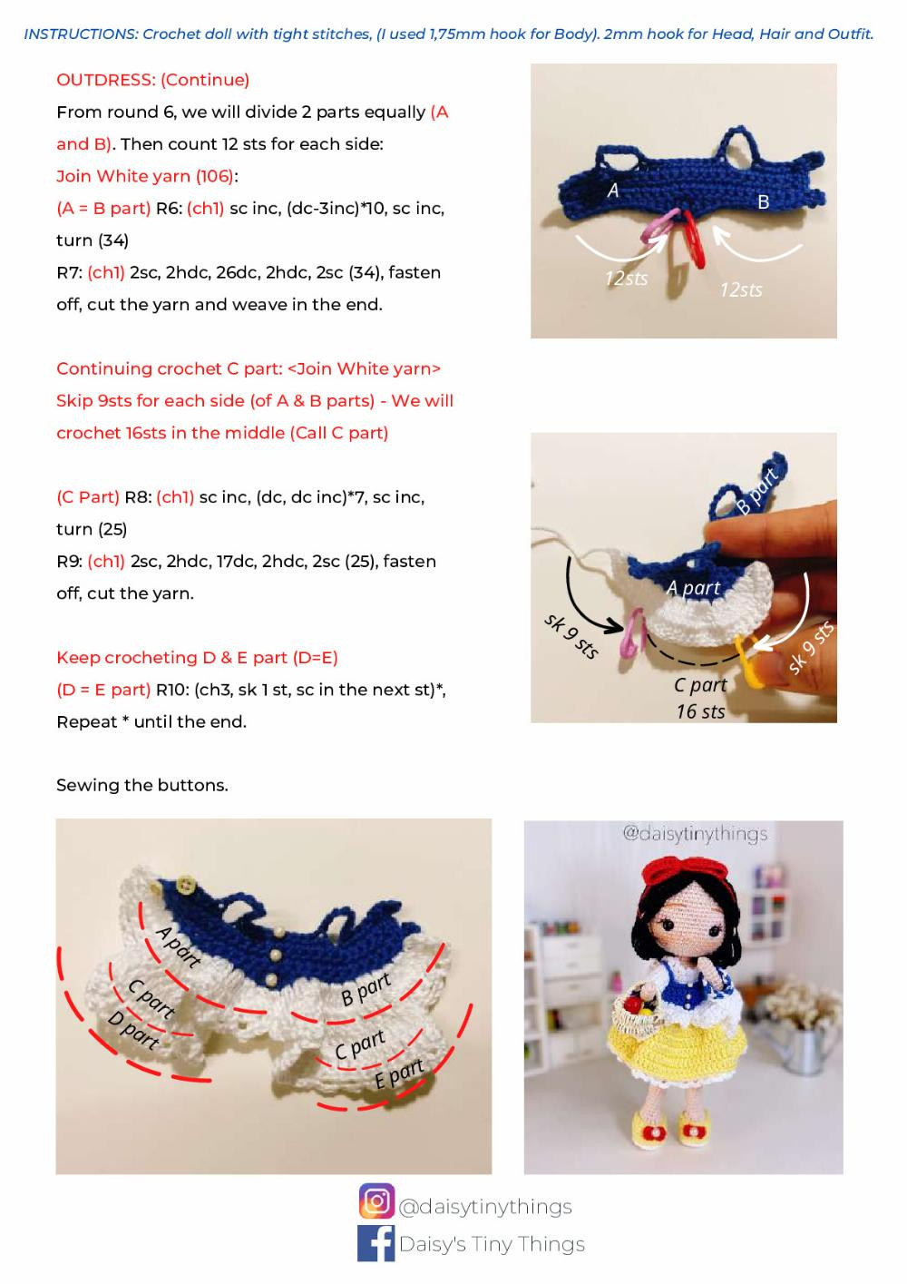 Snow White Princess doll crochet pattern