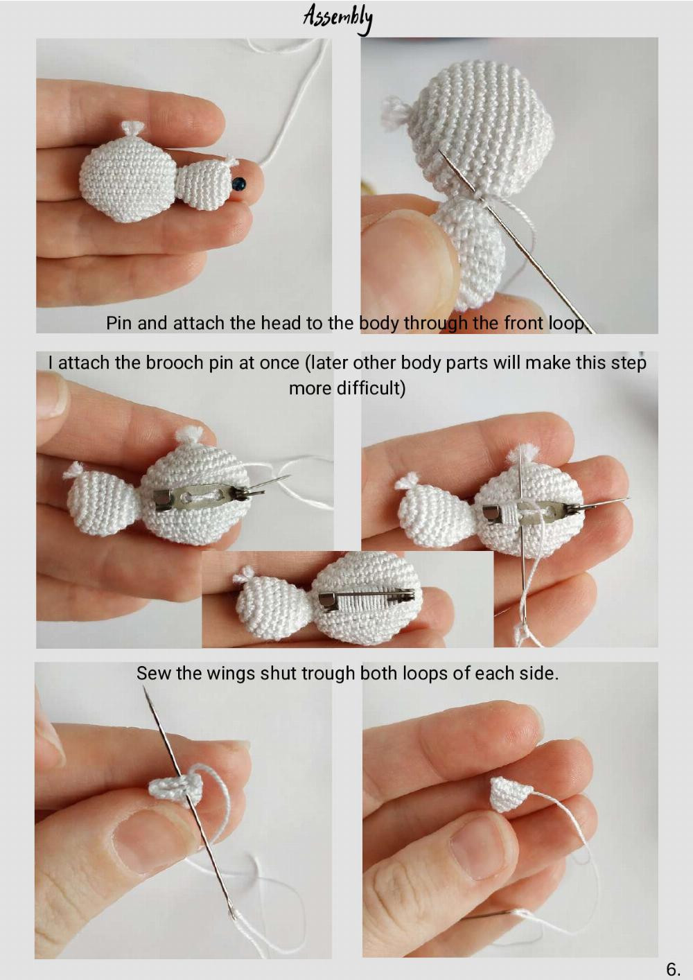 stork brooch crochet pattern
