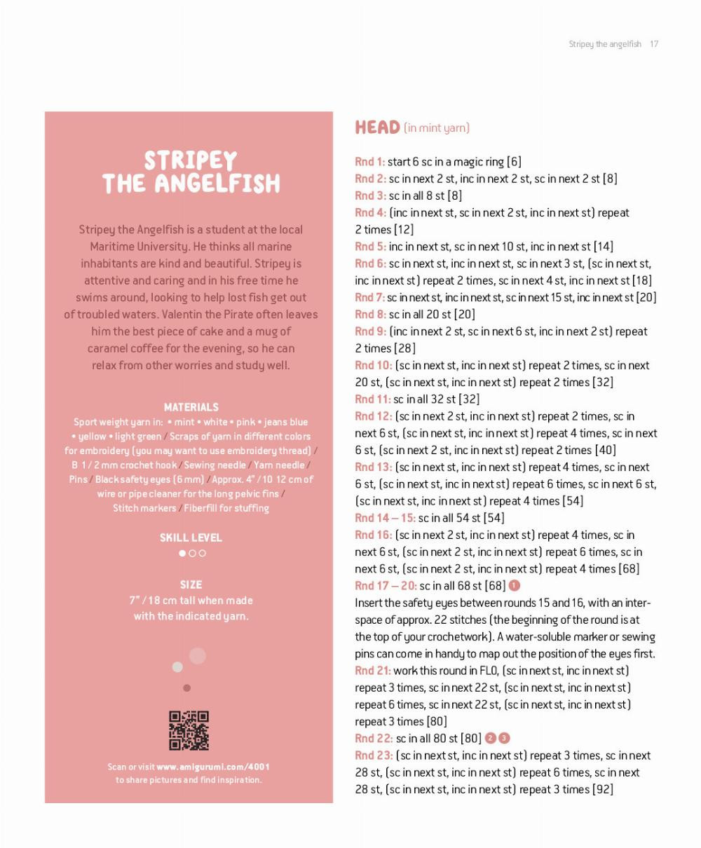 Stripey the angelfish crochet pattern