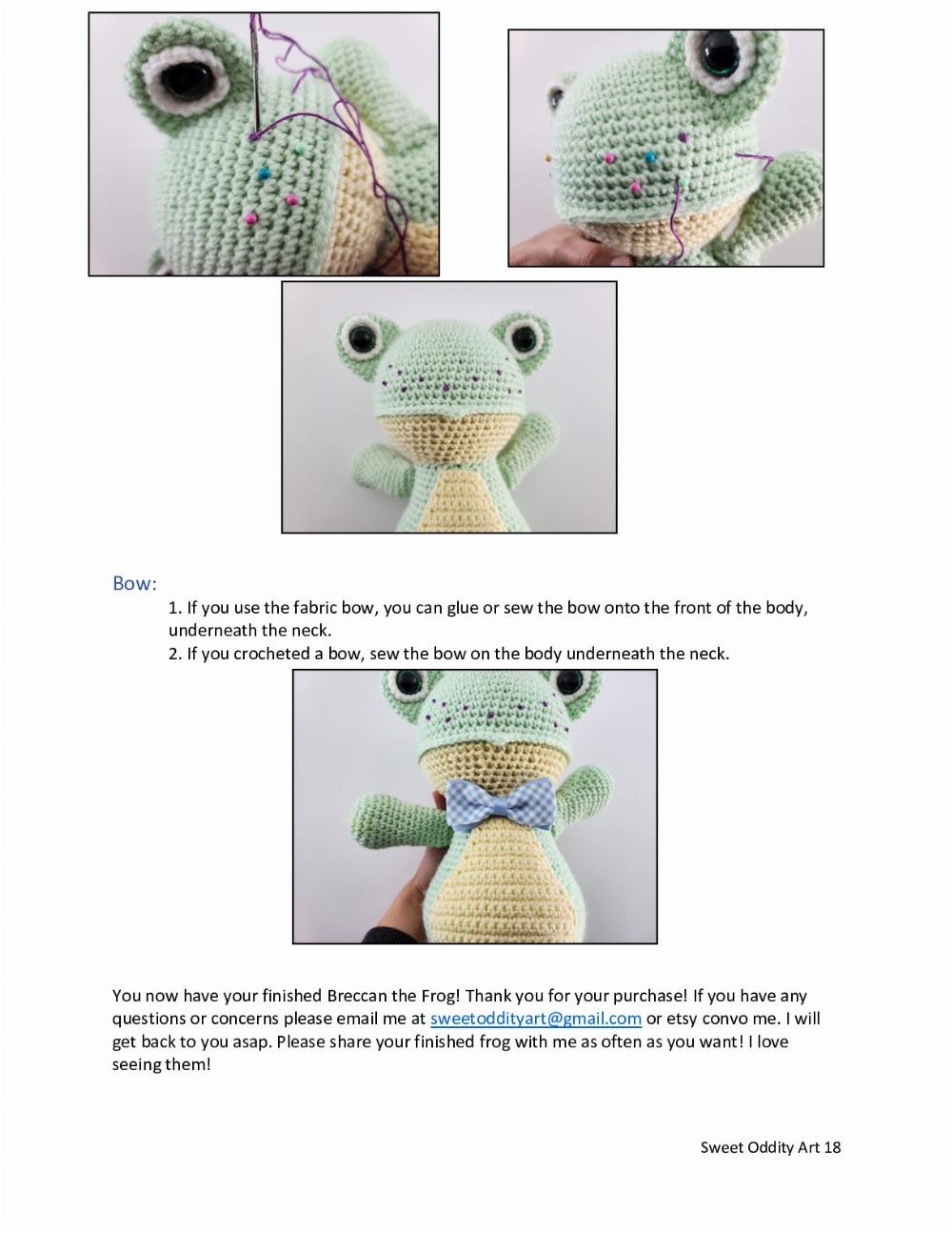 Sweet Oddity Art Breccan the Frog Crochet Pattern