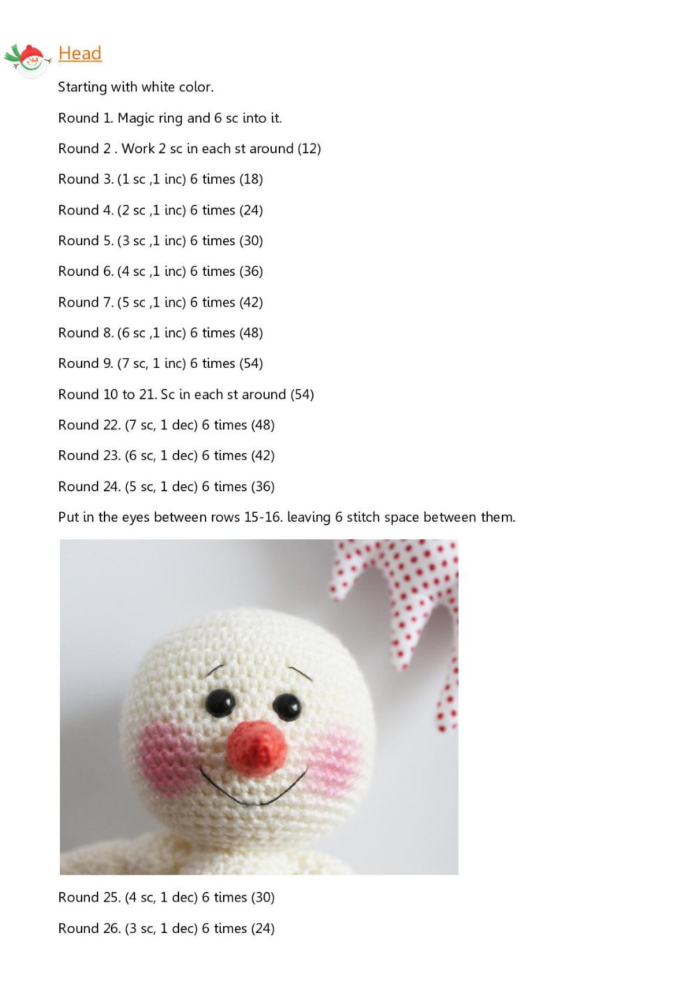 Sweet snowman crochet pattern