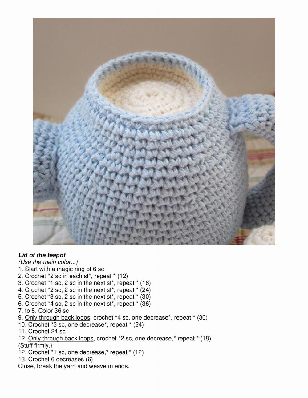 Tea set crochet pattern