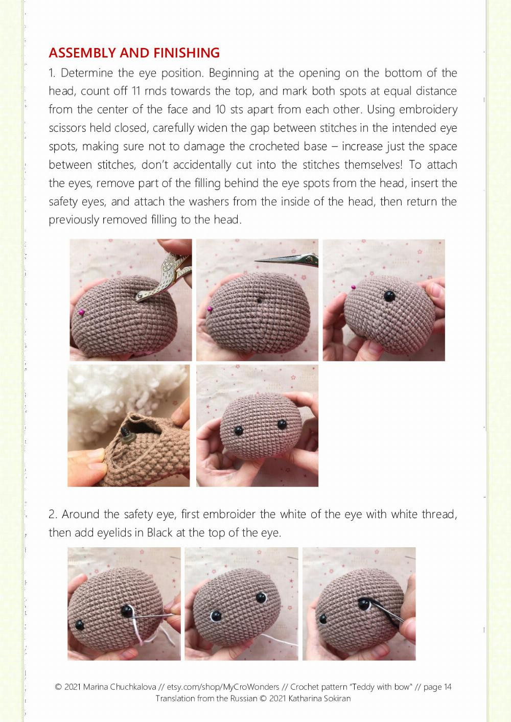 Teddy with bow Crochet pattern for a stuffed toy