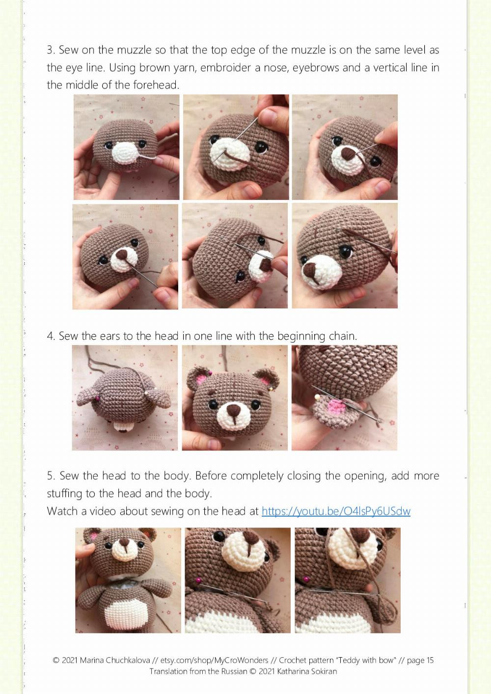 Teddy with bow Crochet pattern for a stuffed toy