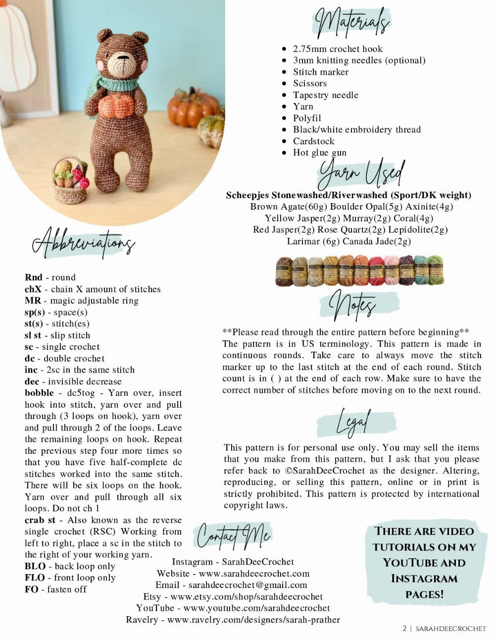 The Harvest Bear Amigurumi Crochet Pattern