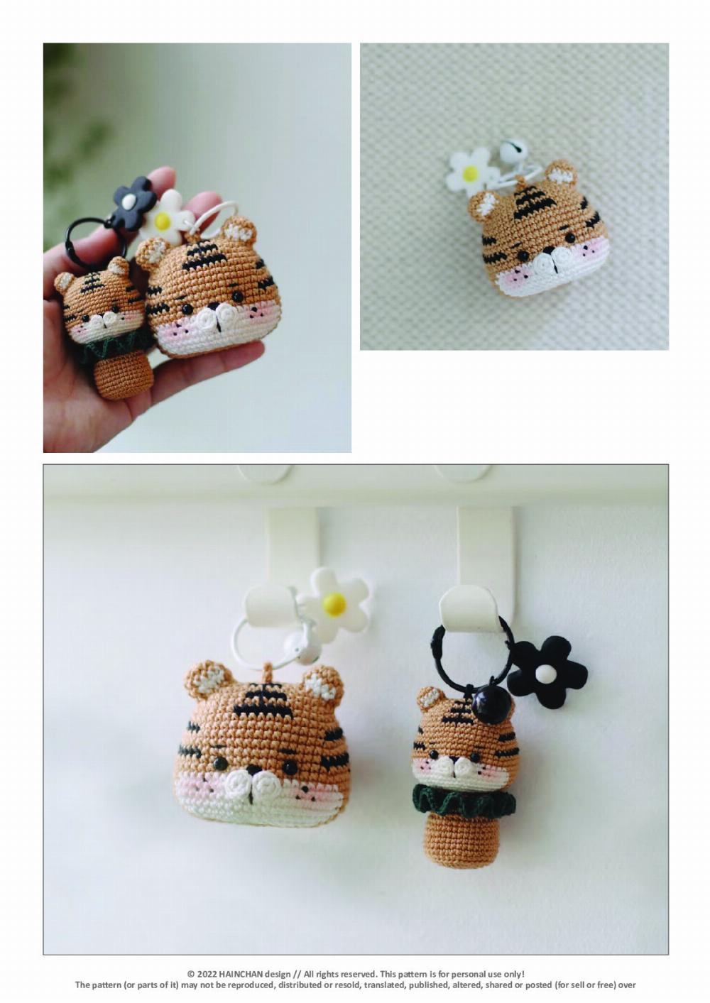 TIGER HEAD PATTERN for keychain bag charm