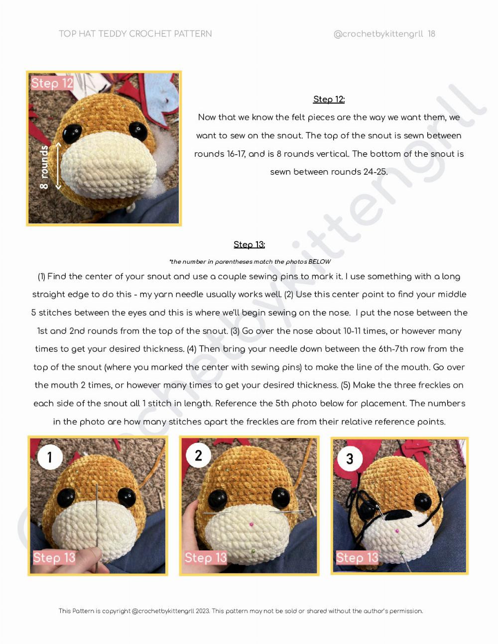 top hat teddy crochet pattern