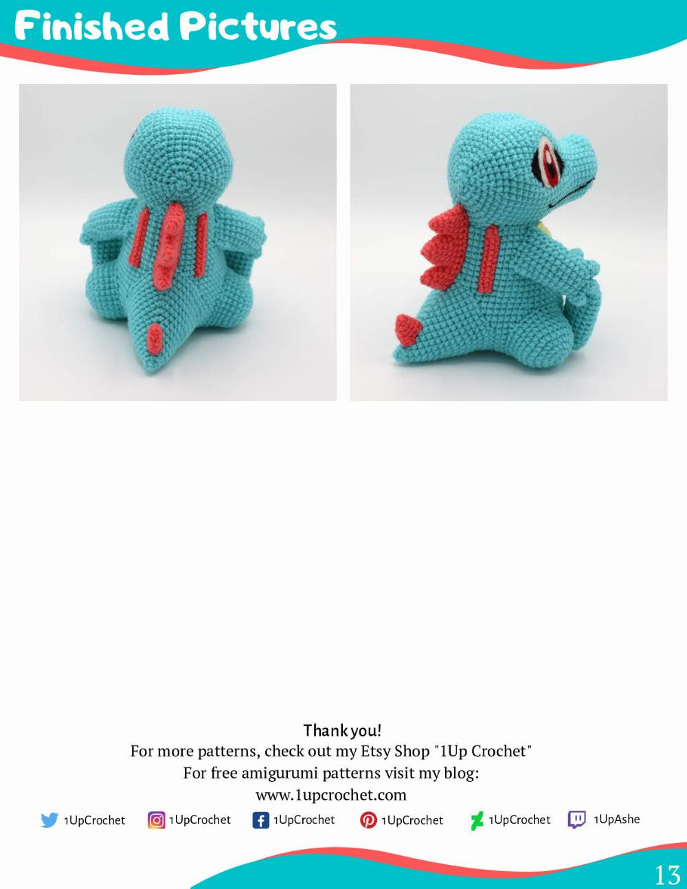 TOTODILE AMIGURUMI PATTERN