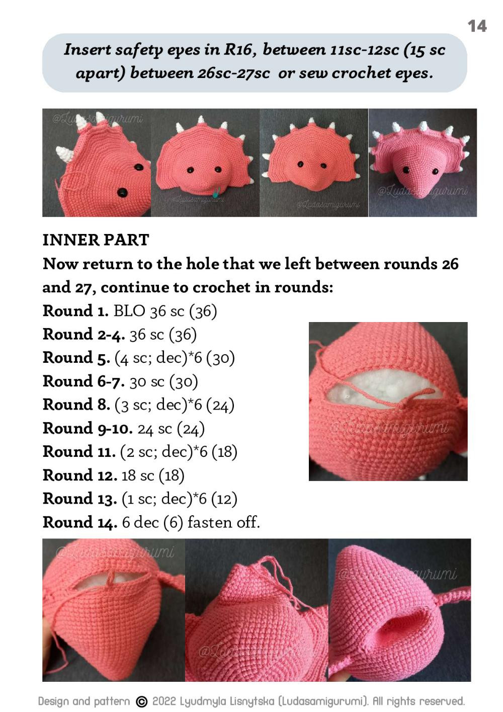 Triceratops stacking toy crochet pattern