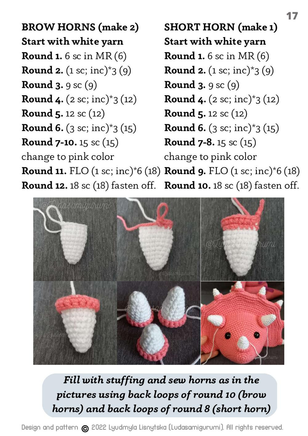 Triceratops stacking toy crochet pattern