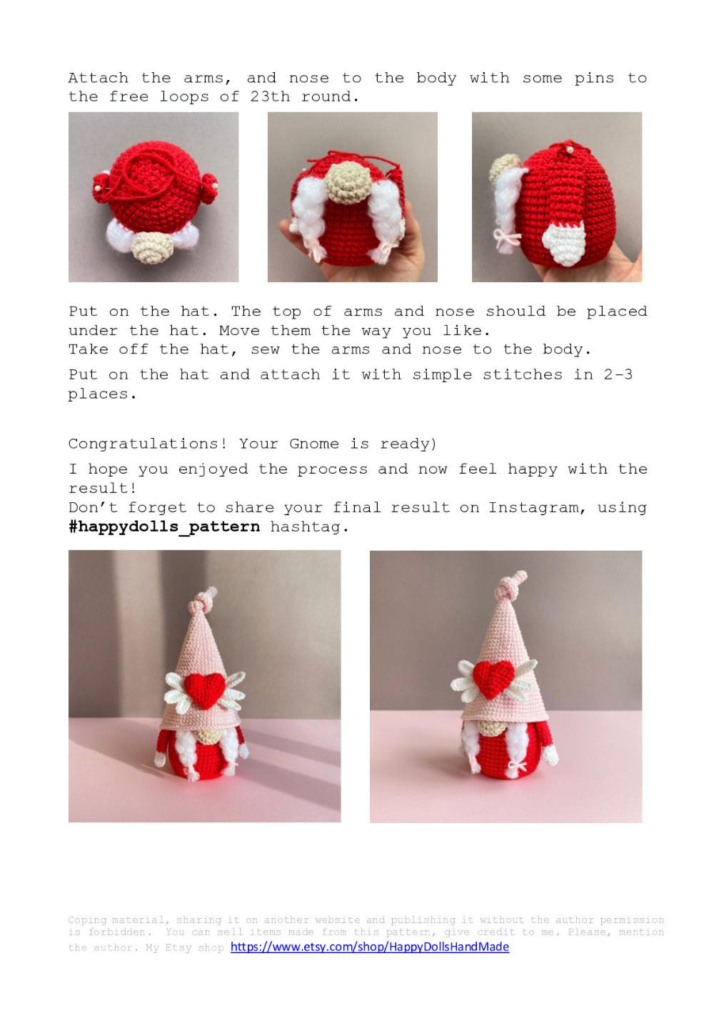 Valentine Heart Gnome crochet pattern