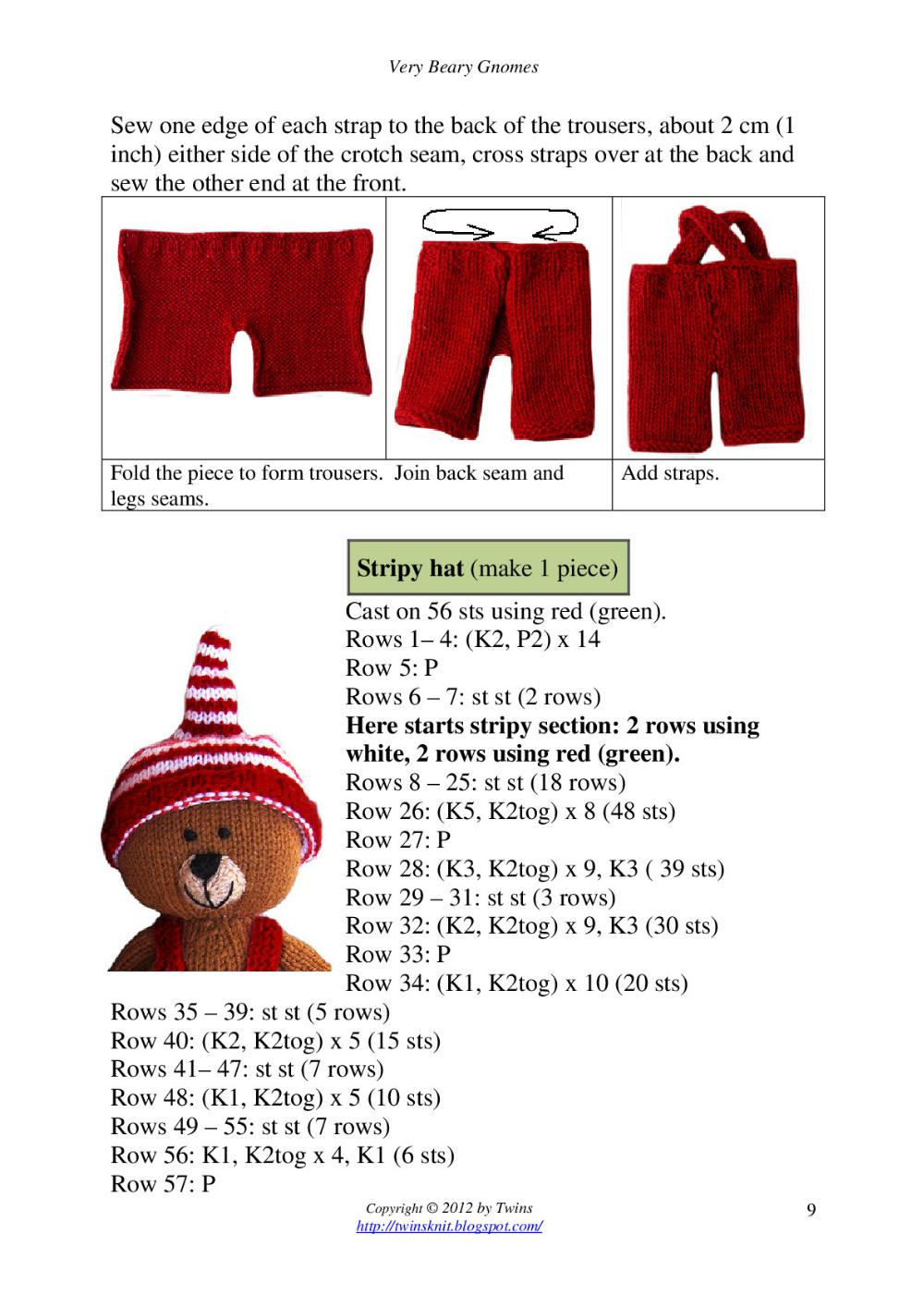 Very Beary Gnomes Very Beary Gnomes Knitting pattern for Advanced Beginners