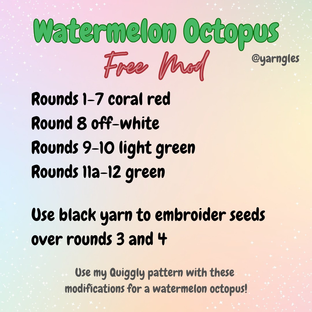 watermelon octopus free mod crochet pattern