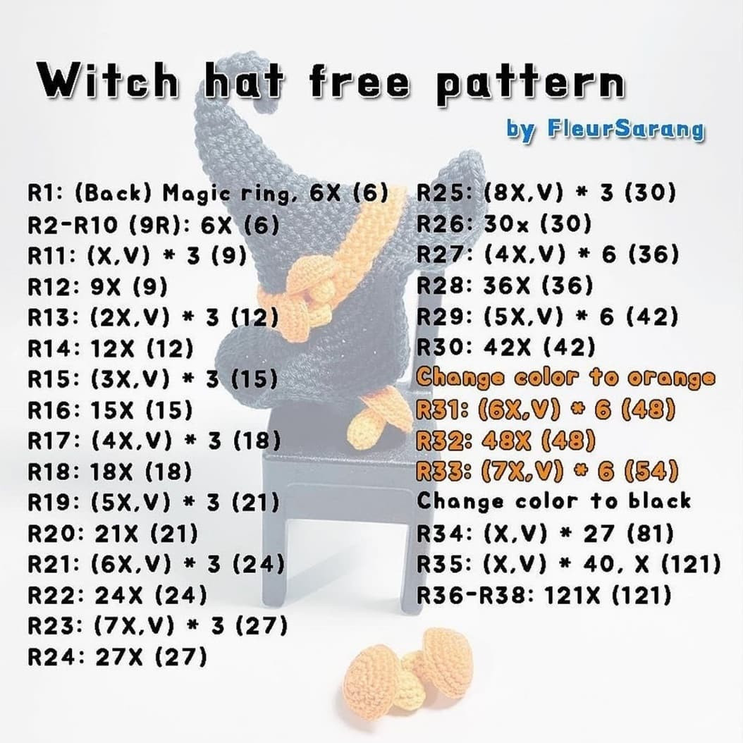 witch hat free pattern slide to see the pattern