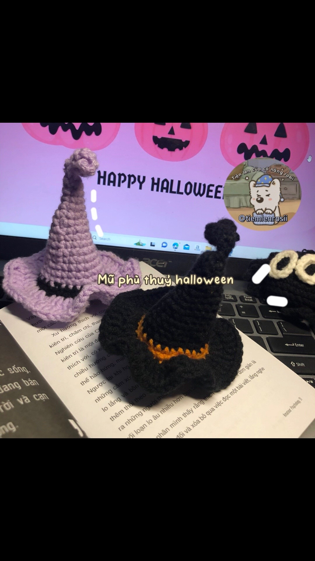 Witch hat hairpin crochet pattern