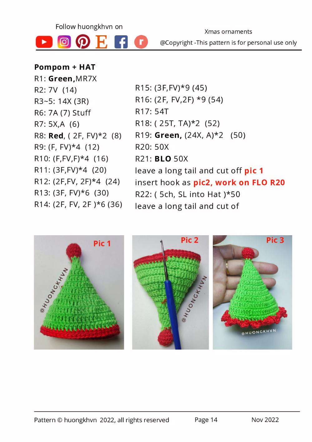 Xmas ornaments crochet Pattern