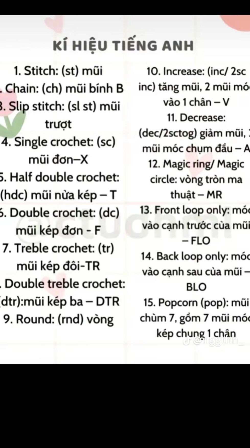 200 ký hiệu móc len thường gặp cho các bạn mới và chuyên sâu.