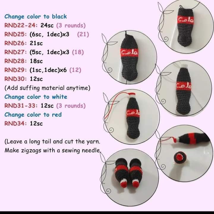 amigurumi cola bottle earring free pattern