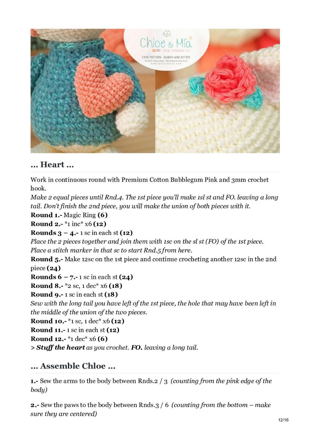 Amigurumi Pattern: Bunny Chloe and Kitten Mía – New Version!