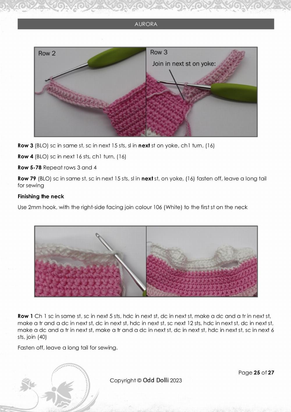 AURORA JEANINE ANDREA crochet pattern