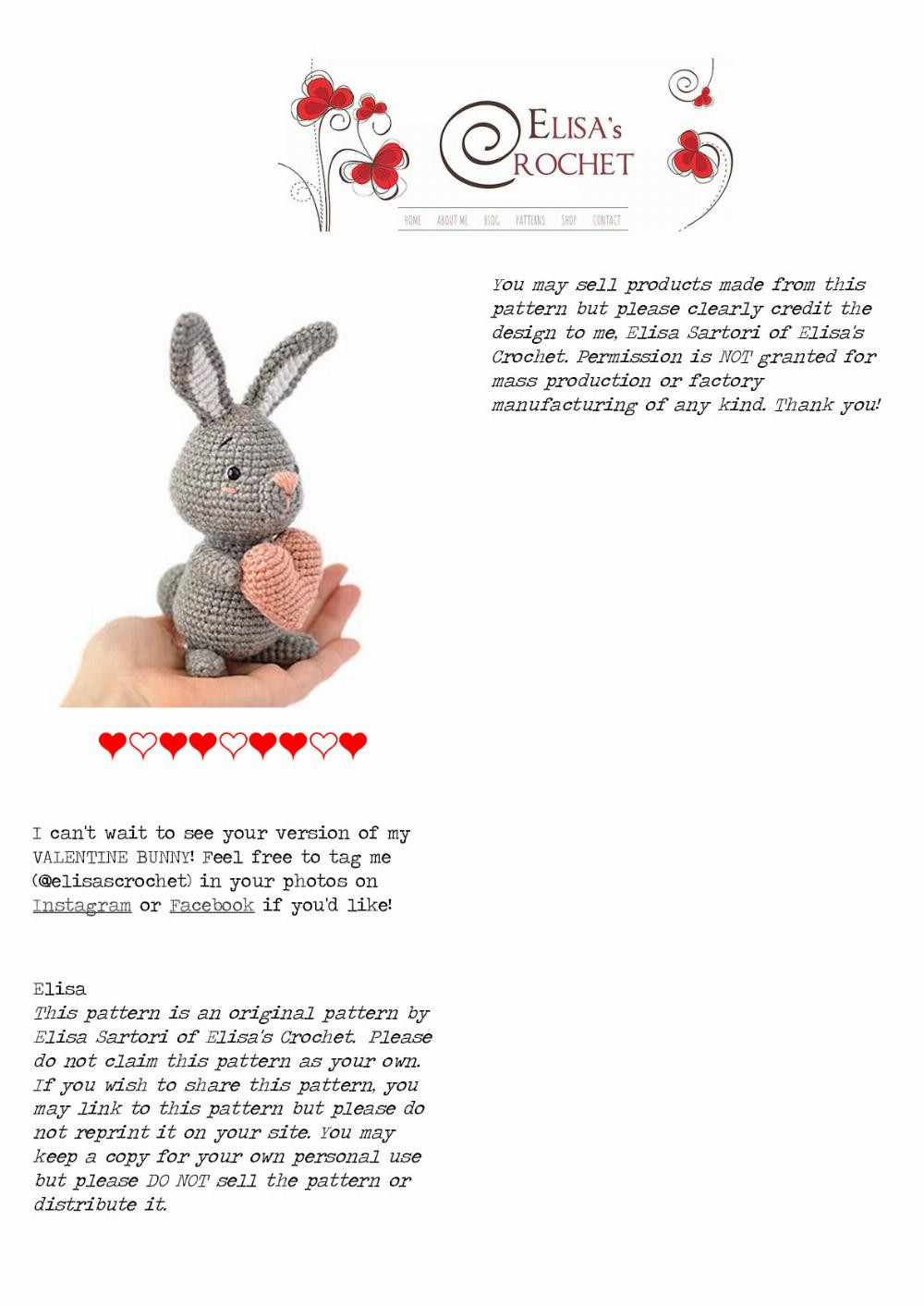 AValentine Bunny free Crochet Pattern