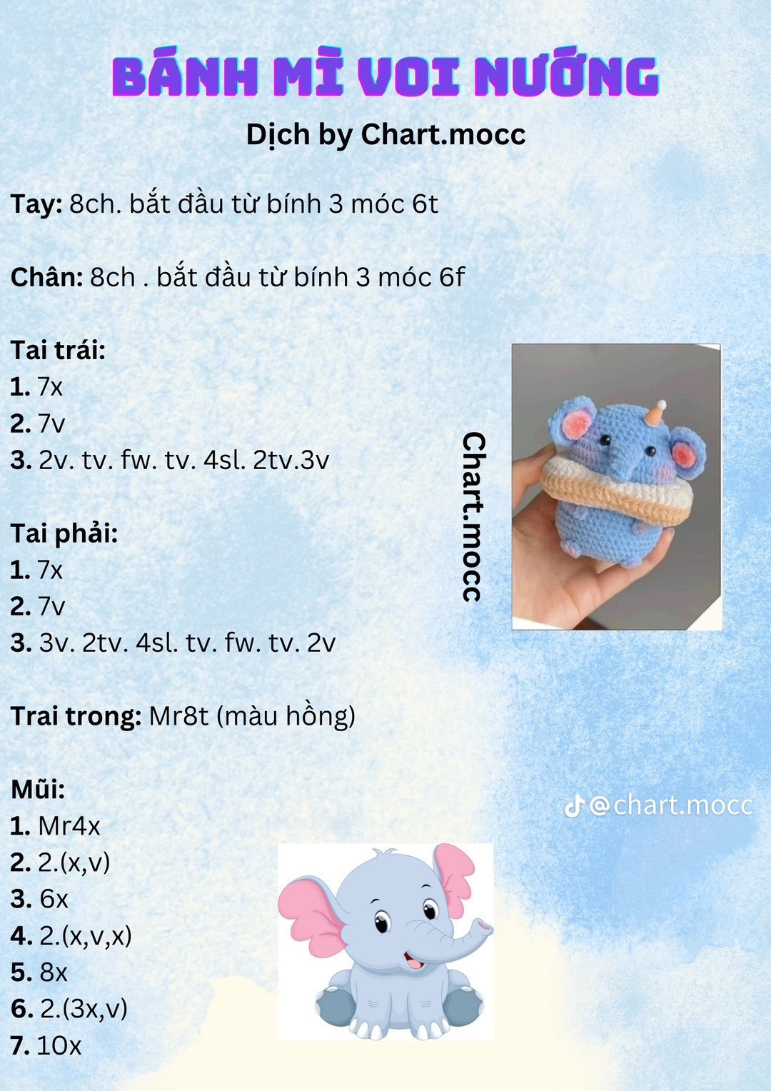 Bánh mì voi nướng, stitch đội mũ, chart loopy cosplay, búp bê chuột, chú chó ngố, vịt ngồi xích đu, loopy flower pot, lót lý bông hoa.