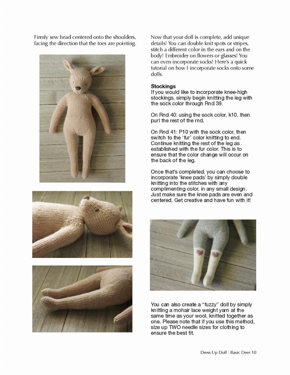 Basic Deer Doll Dress Up Doll Knitting PDF Pattern Series Dress Up Doll : Basic Deer