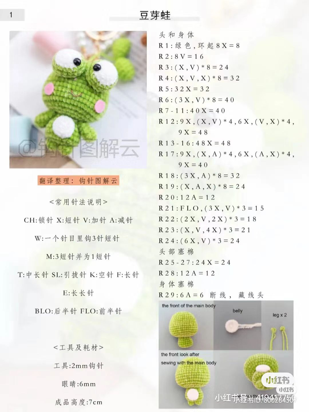 Bean sprout frog crochet pattern