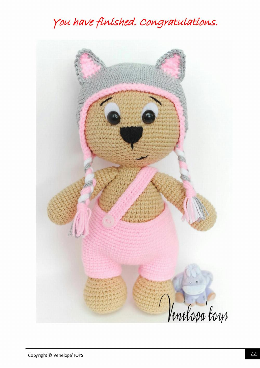 Bear in the cap "Cat"  crochet pattern