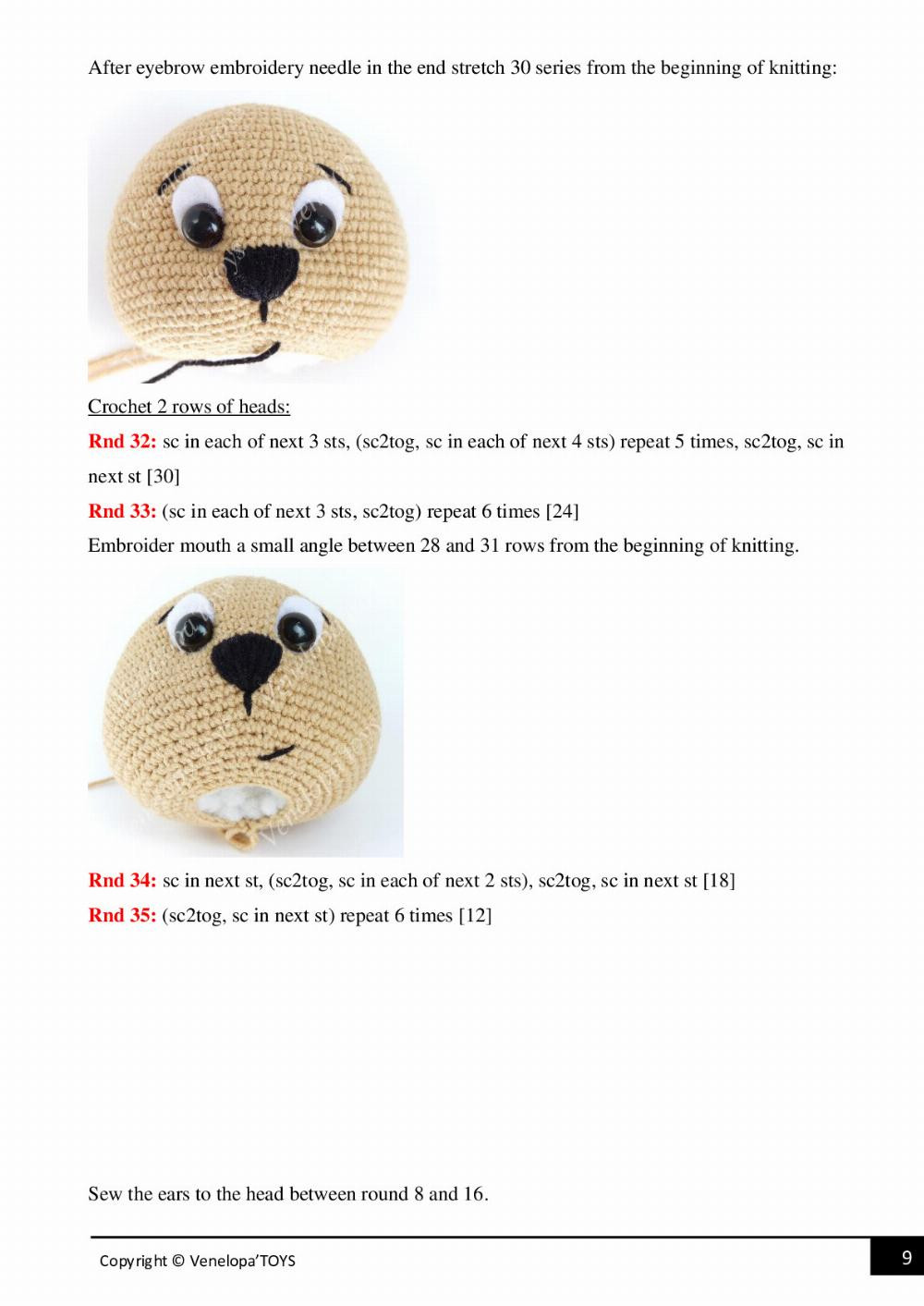 Bear in the cap "Cat"  crochet pattern