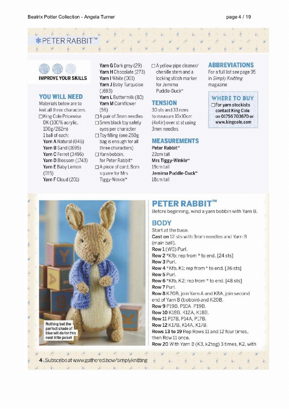 Beatrix Potter Collection crochet pattern