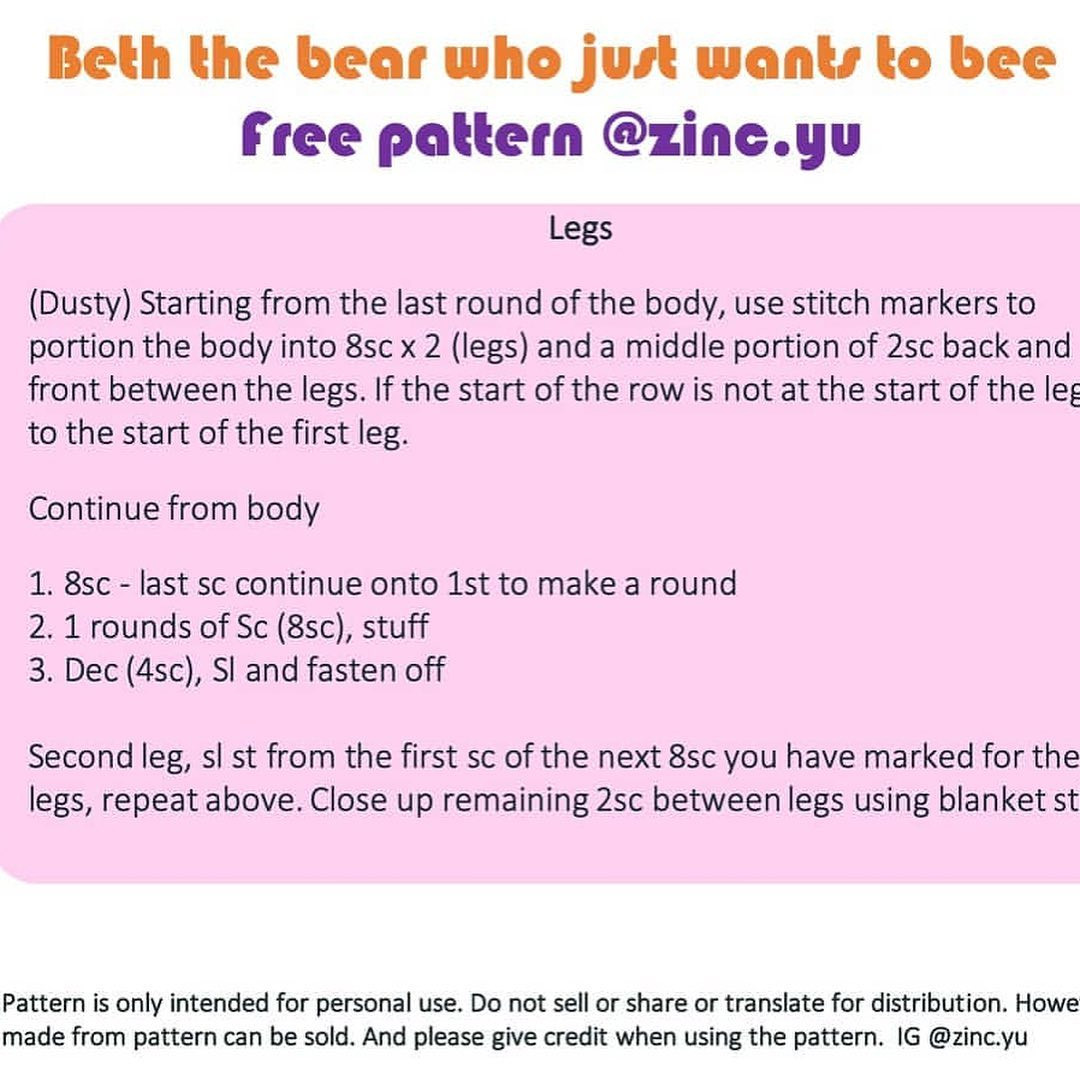 beth the bear who just wants to bee free pattern