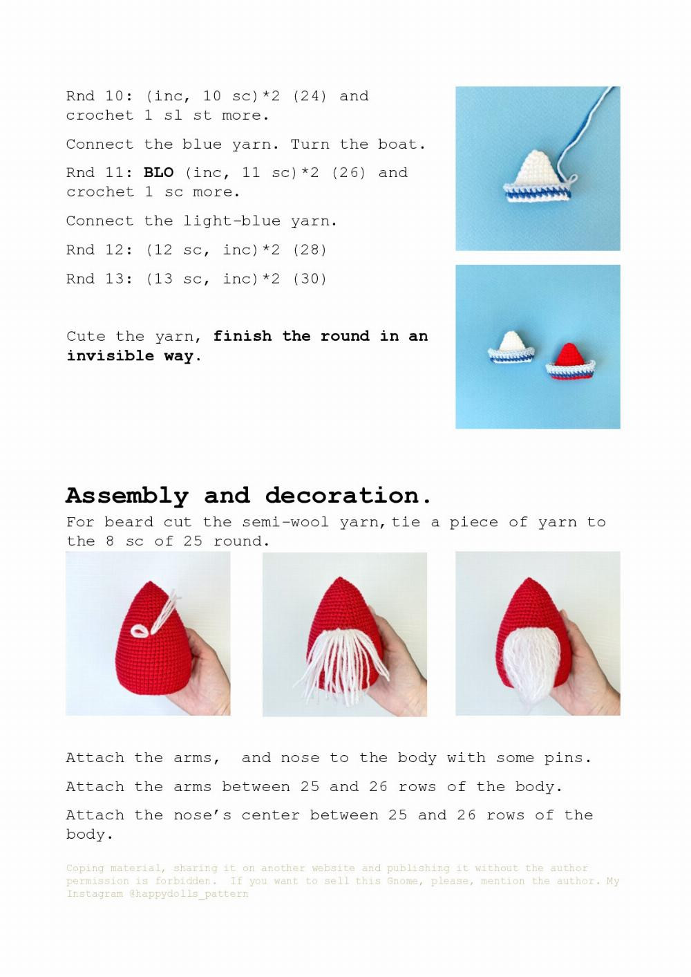 Boat gnome crochet pattern